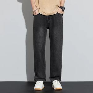 Nouveau Jean Homme Respirant à Boutons Uni 100% Coton Coupe Ample Droite Jambe Large Été Automne Hiver - Product Image 3