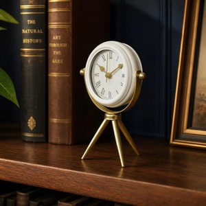 Elegant Luxury Traditional Desk & <b>Mantel</b> <b>Clock</b> with Quartz Movement Silent Operation Hourly Chiming Metal Construction - Product Image 4