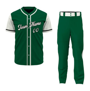 Uniforme de Béisbol Personalizado Verde y Blanco para Hombre, Manga Corta, Transpirable, con Nombre del Equipo Impreso Digitalmente en la Parte Delantera, Pantalones y Jersey - Product Image 1
