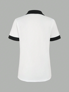 T-shirt Polo Femme 100% Coton Haute Qualité avec Logo Personnalisé Sérigraphié Style Décontracté en Jersey - Product Image 6