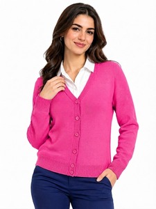 Women's Fashion <b>Cardigan</b> Button Front Knit Top Long Sleeve V-Neck Sweater <b>Lightweight</b> Cozy Layer Classic Casual Clothing - Product Image 3