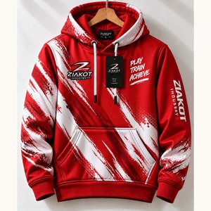 Wholesale Direct Ziakot Industry Custom Stitched <b>Red</b> Royal 3D Pattern Design Torn Paper Style Sports Pullover Sweatshirt <b>Hoodie</b> - Product Image 3
