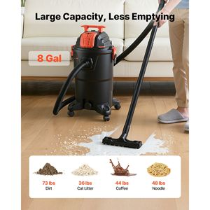 Aspirapolvere Portatile Wet & Dry da 8 Galloni, 4.5 HP di Picco, 900W di Potenza in Ingresso, con Autopulizia a un Pulsante e Doppio Filtro per Uso Domestico - Product Image 6