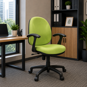 Chaise de bureau ergonomique de direction avec siège en tissu réglable en hauteur, accoudoirs fixes, base pivotante - Design moderne pour la maison/le bureau - Product Image 1