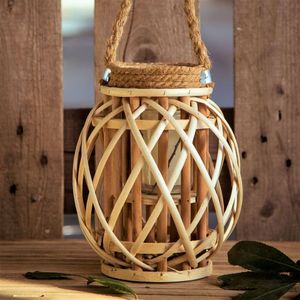 Lanterne d'extérieur en bambou tissé à la main de style japonais, écologique, décorative, rustique, multifonctionnelle pour la maison, le jardin, l'hôtel - Product Image 4
