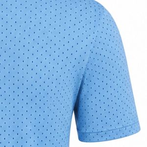 Polo de Manga Corta para Hombre, Azul Claro, Estampado a Rayas, Transpirable, Deportivo, Elegante, Informal, para Golf y Entrenamiento - Product Image 5