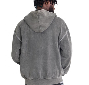 Distressed <b>Zip</b> up Hoodie High Street Vintage Fashion Cotton Custom Screen Printing Oversize Acid Wash Hoodie Rhinestones Logo - Product Image 6