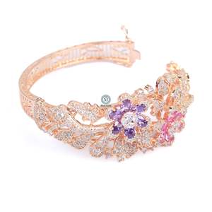 Yoshi Fusion Designer Gold Plated Stainless Steel Diamond Gemstone Charm Bangle - Product Image 4