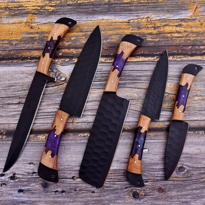 Nordic Forge Five-Piece Stainless Steel Chef <b>Knife</b> <b>Set</b> Wood Handles Ambidextrous Durable <b>Sharp</b> Handmade Kitchen <b>Knives</b> Leather - Product Image 5