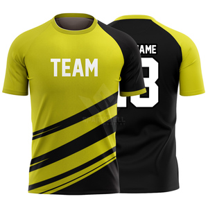 เสื้อวอลเลย์บอลชายสีเหลืองดำแบบสั่งทำพิเศษ คอวี แขนสั้น ระบายเหงื่อได้ดี ผลิตจากโพลีเอสเตอร์ ชุดทีมสำหรับผู้ใหญ่ - Product Image 5