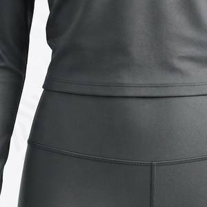 Ensemble de yoga 2 pièces pour femme, haut court à manches longues, taille haute, vêtements de sport sans couture - Product Image 5