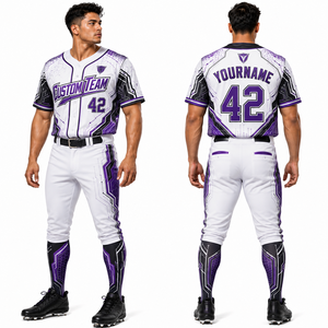 Ensemble Maillot et Pantalon de Baseball à Boutons, Col et Patte de Boutonnage, Échantillon à Faible MOQ, Respirant, Séchage Rapide, en Maille, Personnalisable - Product Image 4