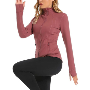 Women's Solid Color Full Sleeve Turtleneck <b>Yoga</b> <b>Jacket</b> With Zipper And Thumbholes Sweat-Wicking Fitness Sport Top <b>Jacket</b> Women's - Product Image 5