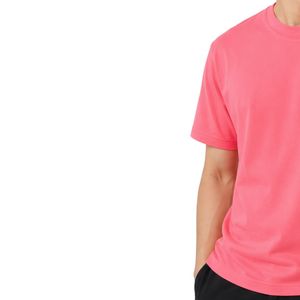 เสื้อยืดโอเวอร์ไซส์สีชมพูสำหรับผู้ชาย แขนสั้น ผ้าฝ้าย คอกลม พิมพ์ลายโลโก้ที่อก สไตล์ลำลอง สตรีทแวร์ ทรงหลวม แฟชั่นเสื้อผ้าฤดูร้อน - Product Image 2