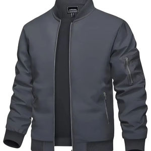 Veste de sport d'hiver légère et de haute qualité pour homme, col montant, logo personnalisable sur le devant, design tricoté 100% coton - Product Image 1