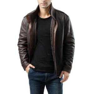 Men's Genuine Leather Hooded Moto <b>Jacket</b> Animal Print Breathable Stand Collar Zipper Closure <b>Slim</b> <b>Fit</b> Autumn Style Dark Brown - Product Image 4