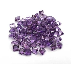 Piedras Preciosas Sueltas de Amatista Natural de 4 mm, Corte Cuadrado Facetado, Piedras Calibradas al por Mayor para la Fabricación de Joyas, Amatista Púrpura AAA - Product Image 1
