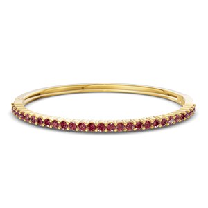 Bracelet jonc ouvrable en or blanc 14 carats avec diamant de laboratoire ronde couleur cognac cerise (1 carat) Tw. Bracelet jonc ouvrable en diamant - Product Image 1