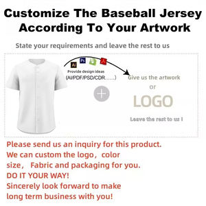 Maillot de baseball personnalisé respirant avec logo frontal, qualité supérieure, impression par sublimation, séchage rapide, grandes tailles adultes, 100 % coton, manches courtes, hiver - Product Image 2