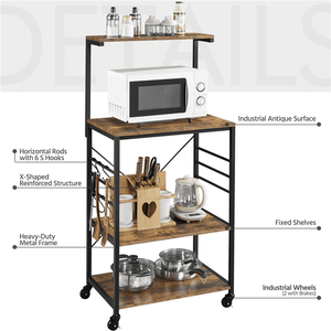 Portabottiglie da cucina rustica in metallo marrone da 50 \ "con ganci laterali portabottiglie - Product Image 2