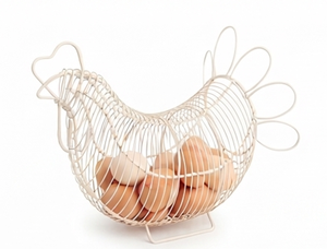 Premium Metal Wire Egg <b>Basket</b> With Handles For Food Storage Bird Design Kitchen Organizer Stylish Home Accent - Product Image 3