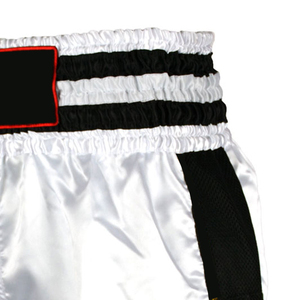 Shorts de boxe Muay Thai pour hommes, coupe confortable, impression personnalisée du logo OEM, respirants, en spandex et polyester. - Product Image 6