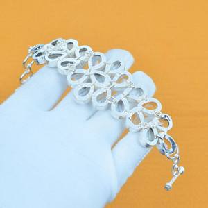 Pulsera de Plata de Ley 925 con Topacio Blanco, Joyería Bohemia Hecha a Mano con Piedras Preciosas, Pulsera para Mujer, Venta al por Mayor - Product Image 4