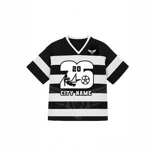 Maillot de football américain personnalisé avec logo brodé, t-shirt rayé surdimensionné, streetwear rétro, maillots de football pour hommes - Product Image 2