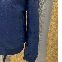 Veste en cuir d'autruche gaufré de haute qualité pour hommes, respirante, tricotée, pour moto, fabricant OEM ODM, service d'échantillons disponible
