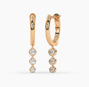 ต่างหูเพชรทรงบริลเลียนต์เคลือบทองคำ 14KT คุณภาพพรีเมียม เพชรเพาะเลี้ยงในห้องปฏิบัติการ ดีไซน์น่ารัก รับรองโดย IGI เครื่องประดับชั้นดีสำหรับผู้หญิง - Product Image 3