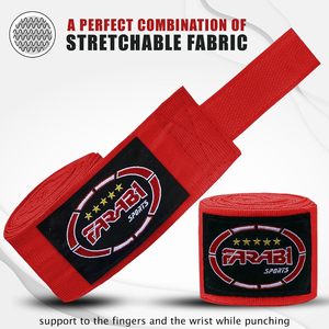 Vente en gros de bandages de boxe FARABI en coton/polyester/nylon, respirants, durables, élastiques, pour toutes les saisons, entraînement d'arts martiaux - Product Image 4
