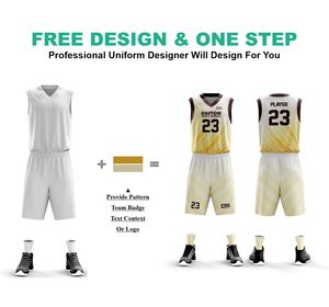 Conjunto de Uniforme de Baloncesto Sublimado para Hombre CSA, Cuello en V, Sin Mangas, Transpirable, Número 23, Blanco y Amarillo - Product Image 2