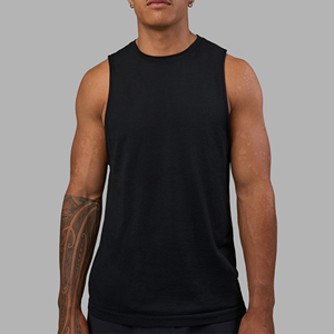 เสื้อกล้ามออกกำลังกายผู้ชาย OEM สำหรับฟิตเนส เทรนนิ่ง ไม่มีแขน พิมพ์ลายเรียบง่าย เสื้อยืดทรงสตริงเกอร์ สำหรับเพาะกาย - Product Image 5