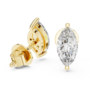 Pendientes de lujo con diamantes talla marquesa disponibles en oro amarillo macizo de 14k, elegantes pendientes de diseño de dos puntas para mujer. - Product Image 4