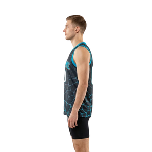 Conjunto de Uniforme de Baloncesto con Estampado de Polígono para Hombre, Camiseta sin Mangas con Cuello en V y Pantalones Cortos Lisos con Nombres de Equipo y Números de Jugador Personalizados - Product Image 5