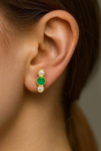 Pendientes de Plata de Ley 925 con Oro de 14K y Esmeralda Natural, Engaste de Garras, Piedra de Nacimiento de Mayo, Joyería Étnica Elegante, Regalo para Fiesta - Product Image 4