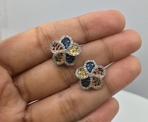 2.20 Cttw Brown Diamond <b>Stud</b> <b>Earrings</b> 925 Sterling <b>Silver</b>, Round Cut Natural Diamond <b>Earrings</b> for Women, Push Back - Product Image 3