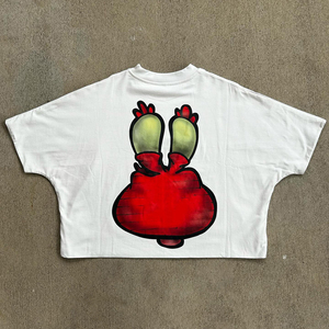 เสื้อยืดฮิปฮอปทรงครอปพิมพ์ลายกราฟิก ตัดเย็บทรงบ็อกซี่ ผ้าคอตตอนหนา 250 กรัม สำหรับผู้ชาย - Product Image 2