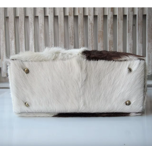 Bolso Tote de Cuero Resistente con Pelo Natural, Bolso de Hombro Portátil de Gran Capacidad de Cuero Genuino Vintage - Product Image 4
