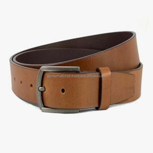 Cinturón casual de cuero de vaca Original de moda clásica para hombre, cinturón vaquero con hebilla de Metal plateado mate elegante y duradero - Product Image 3