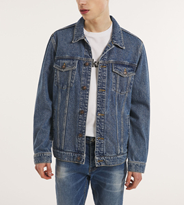 Chaqueta de Mezclilla para Hombre de Alta Calidad, Lavado a la Piedra, Corte Regular, Cierre de Botones, Color Sólido, Ropa de Invierno Informal, 100% Algodón - Product Image 4