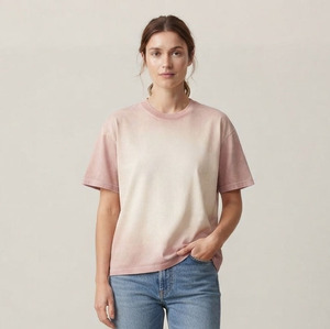 T-shirts oversize délavés pour femmes, en coton, col rond, coupe ample, décontractés, à manches courtes, printemps-été - Product Image 1