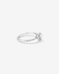 Anillo de Compromiso con Circonita Cúbica de Corte Brillante Redondo, Plata de Ley 925, Engaste Halo con Puntas - Product Image 4