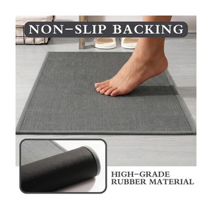 Tapis de bain rectangulaires gris, ensemble de 4 pièces, avec dos antidérapant en caoutchouc pour salle de bain, en polyester tissé, lavable en machine - Product Image 5