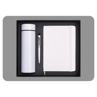 Set de Regalo Promocional: Libreta de Negocios A5 de Cuero PU, Bolígrafo Metálico, Botella de Agua de Acero Inoxidable, con Logotipo Personalizado en Color