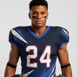 Maillot et pantalon d'uniforme d'équipe de football américain personnalisés pour hommes, impression par sublimation, grande taille, tissu respirant à séchage rapide, usine OEM ODM - Product Image 5