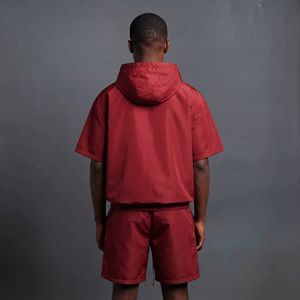 2027 Custom logo <b>Men</b> Nylon Windbreaker Jacket and <b>Shorts</b> Tracksuit Set full Zip Two Piece <b>Lightweight</b> solid Color <b>men's</b> Sets - Product Image 6