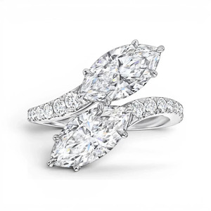 Bague de fiançailles de luxe en diamant de laboratoire taille marquise 3,7 carats, plaquée or 14 carats, pour anniversaire de mariage et cadeau - Product Image 5