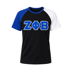เสื้อยืดแขนยาว Zeta Phi Beta แบบ Color Block ตัดเย็บพิเศษพร้อมตัวอักษรกรีก สีดำ น้ำเงินกรมท่า ขาว แขนเสื้อสีขาว พรีเมียม ระบายอากาศได้ดี สไตล์เสื้อเบสบอล - Product Image 1
