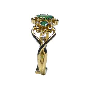 Wedding Wear 925 Sterling <b>Silver</b> Gold Plated Jewelry <b>Emerald</b> White Topaz Gemstone Women Wear Classic <b>Ring</b> - Product Image 3